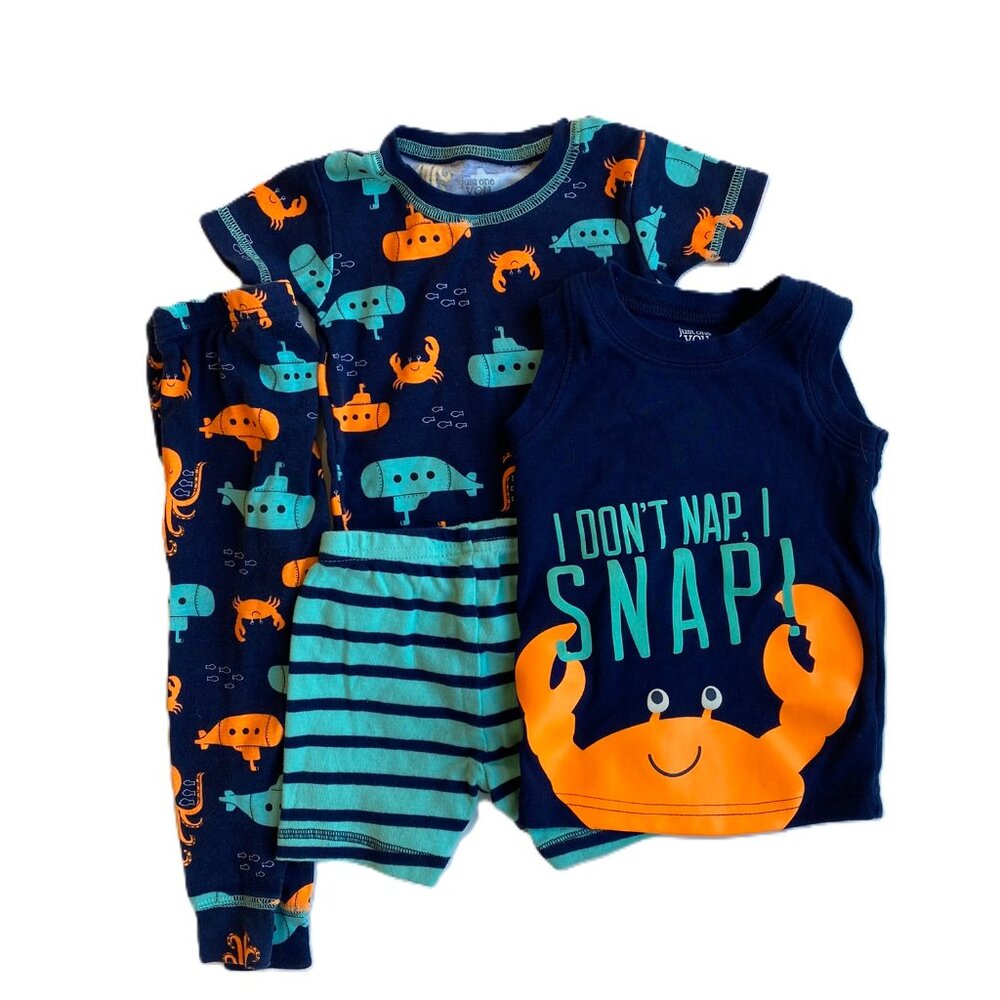 🦀 3/$15 | Set of 4 Sleep Set 12M Shorts T-Shirt Sleeveless Top Long Pant